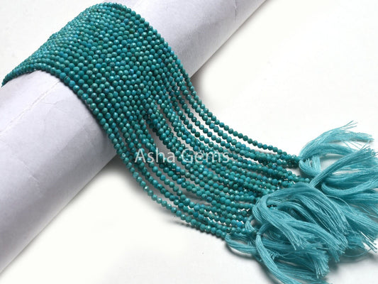 AAA Natural Arizona Turquoise Micro Cut Gemstone Beads,2.5 mm American Turquoise Machine Cut Rondelle Faceted Beads,13" Blue Turquoise Beads