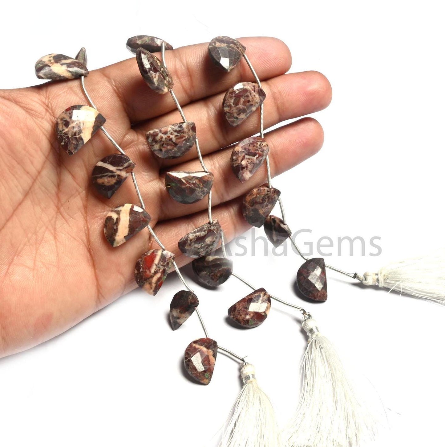 Beautiful Coconut Jasper Faceted Briolette Beads,12-18 mm Jasper Fancy D Shape Beads, Jasper Side Drill Beads For Jewelry Making Craft SALE