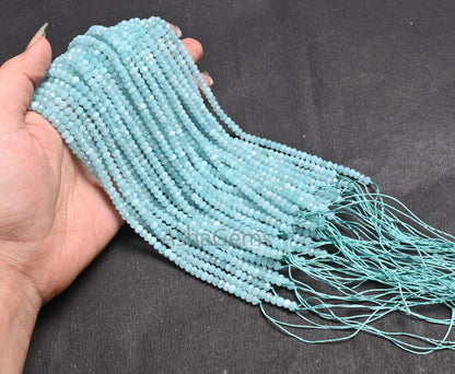 Beautiful Aqua Blue Jade Quartz faceted Rondelle Shape Beads,4.5 mm Sky blue Color Jade machine cut Gemstone Beads Jewelry Making Craft SALE
