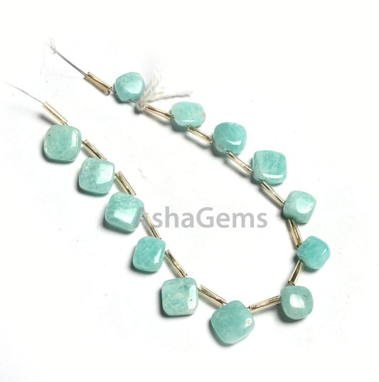 Natural Amazonite Fancy Square+ 1 Piece Heart Smooth Gemstone Beads,  Amazonite handmade Uneven Shape Side Drill Beads Jewelry making Crafts