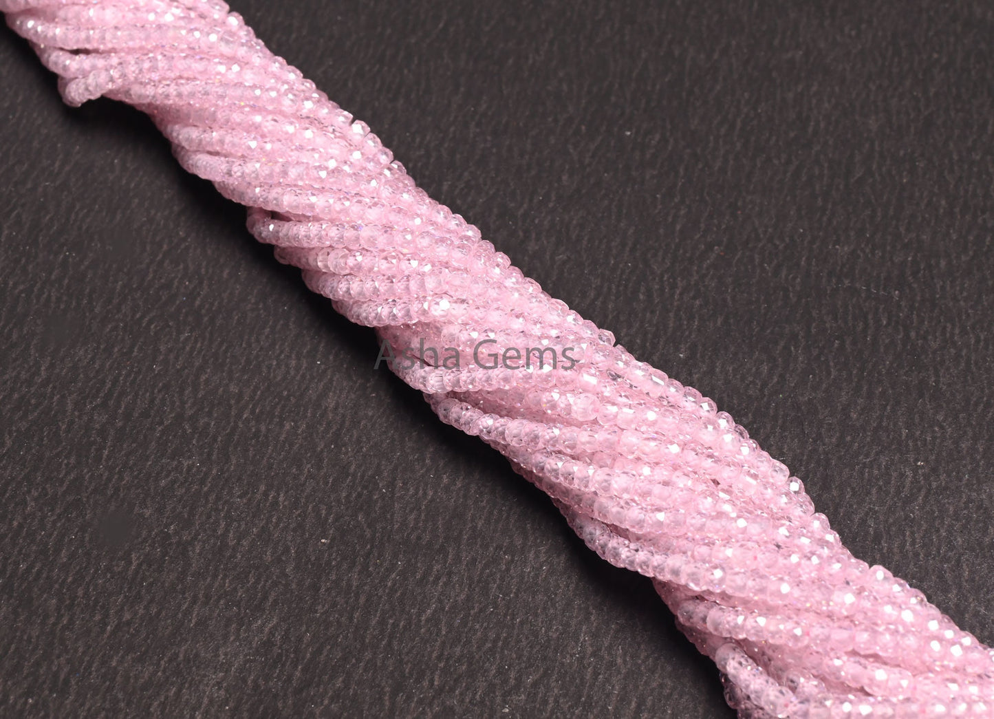 Beautiful Pink Color Zircon Faceted Rondelle Beads,3 mm Baby Pink Zircon Micro Cut Beads, AAA Rose Pink Zircon Machine Cut Bead Jewelry SALE