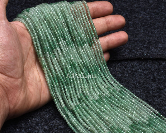 3 mm Genuine Aventurine Rondelle Faceted Gemstone Beads, Shaded Green aventurine Micro faceted machine Cut Beads AAA Quality aventurine Bead