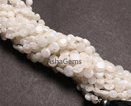 Natural Rainbow Moonstone Coin Shape Handmade Beads,8" Blue Fire rainbow Moonstone Plain Uneven Coin Gemstone rainbow moonstone Bead Jewelry