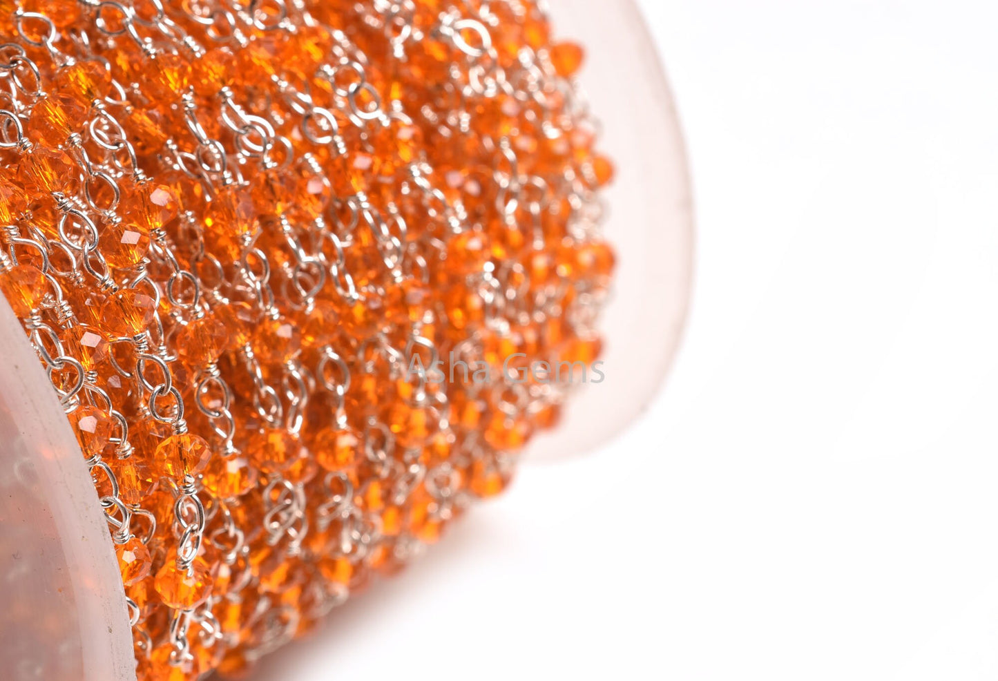 Fanta Orange Hydro Faceted Rondelle Beads Rosary Chain,3 mm Carnelian Color Hydro Silver Plated Chain Jewelry Making Crafts Wire Wrap Chains