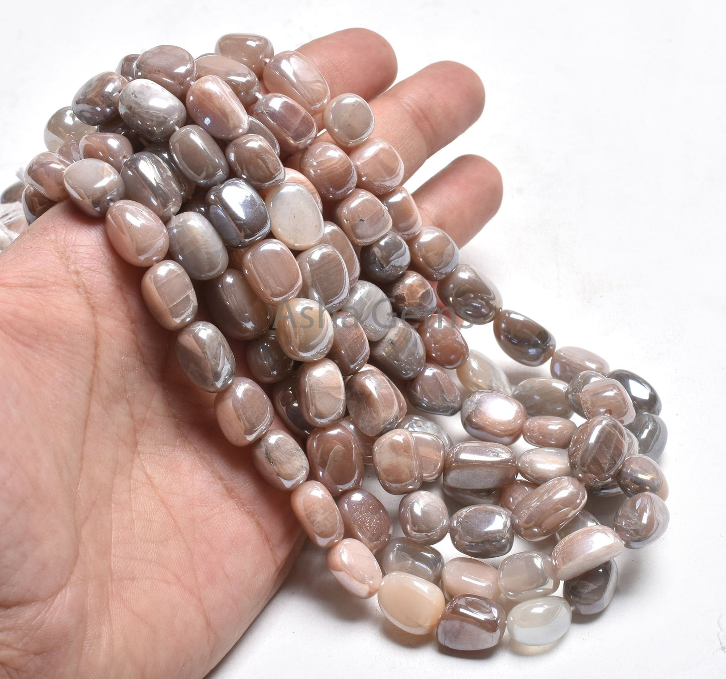 Beautiful Moonstone Coated Smooth Nugget Beads, Natural Multi Color Moonstone silver Coated Handmade Uneven Nugget Oval Bead Jewelry Crafts
