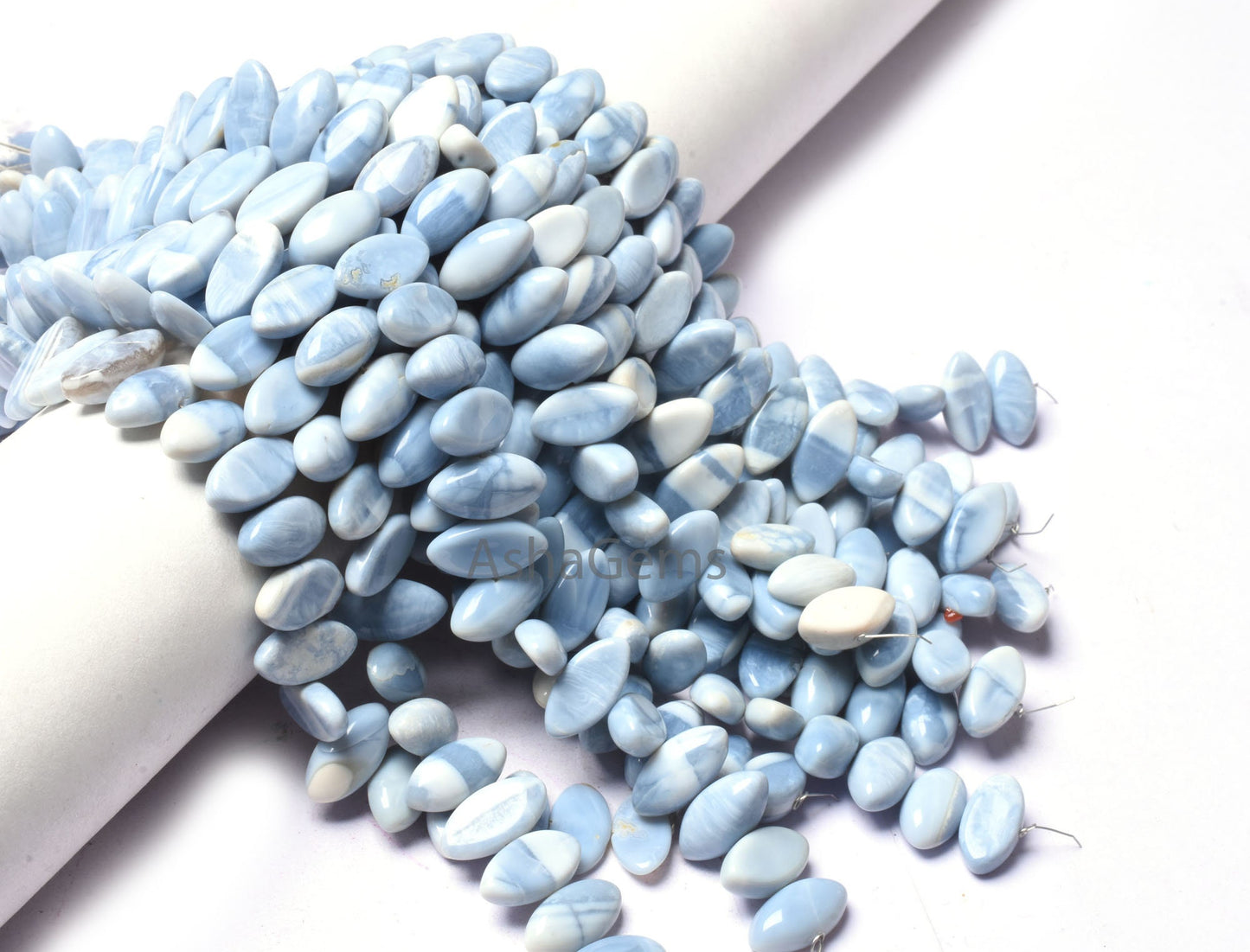 Beautiful Blue Oregon Opal Smooth Marquise Shape Beads,8" Strand Blue Opal Table Flat Marquise Beads, Opal Plain Handmade Beads Jewelry SALE