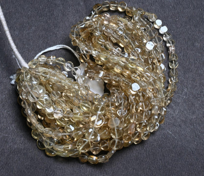 Beautiful Lemon Quartz Smooth Uneven Coin Shape Handmade Beads,14" Strand Natural Lemon Straight Drill Coin Gemstone Bead Jewelry Craft SALE