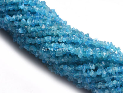 34"Strand Natural Neon Apatite Gemstone Uncut Chips Raw Beads, Blue Neon Apatite Rough Smooth Nugget Beads, Fine Quality Apatite Chips SALE