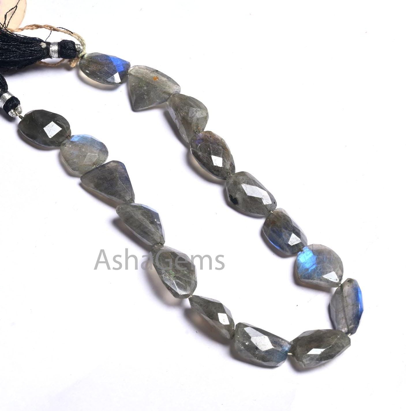 Beautiful Labradorite Nugget Shape Faceted Gemstone Beads,10" Natural Blue Fire Black Rainbow Uneven Tumble Handmade Bead Jewelry Craft SALE