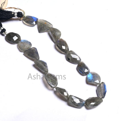 Beautiful Labradorite Nugget Shape Faceted Gemstone Beads,10" Natural Blue Fire Black Rainbow Uneven Tumble Handmade Bead Jewelry Craft SALE