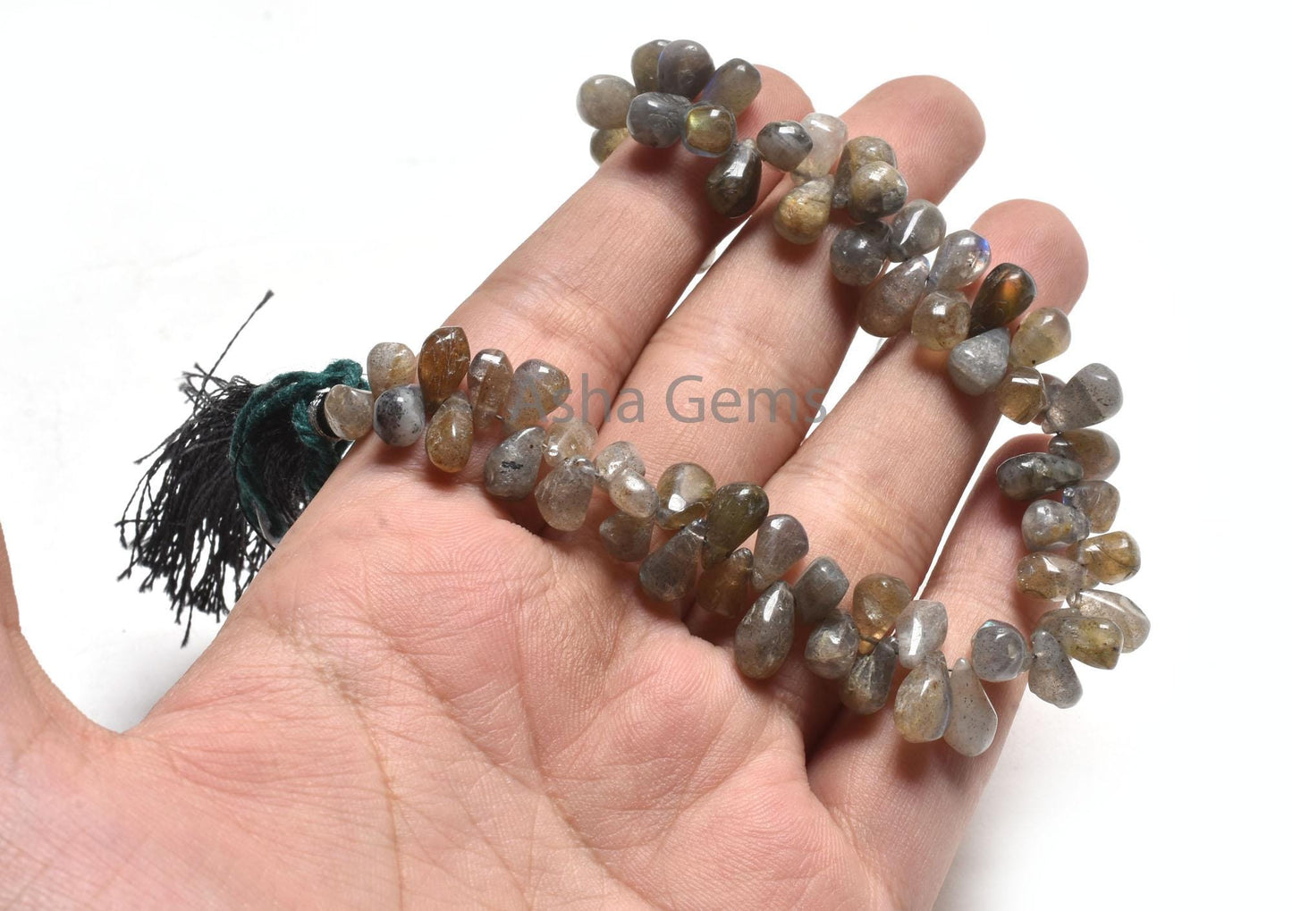 Natural labradorite Smooth Drops Shape Gemstone Beads, Multi Fire labradorite Beads Black Rainbow Uneven Handmade Drop Side Drill Bead Craft