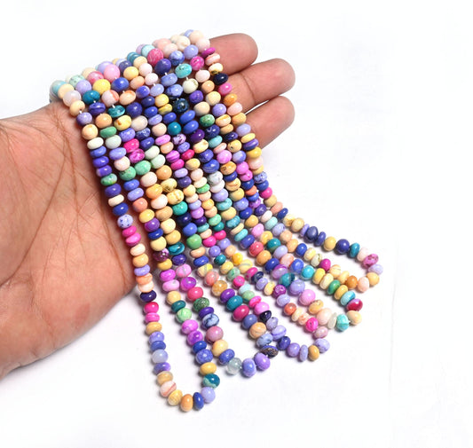 Amazing Multi Color Opal Smooth Rondelle Shape Beads, Fine Disco Opal Plain Handmade Gemstone Opal Beads Jewelry Making Necklace Crafts SALE  ( AG 12353)