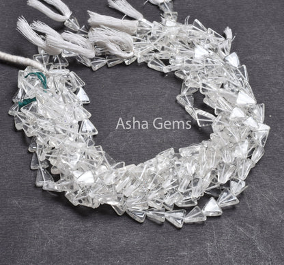 AAA Natural Crystal quartz Triangle Shape Beads,13" Strand White Crystal Smooth Fancy Trillion Gemstone Handmade Beads Crystal Jewelry SALE