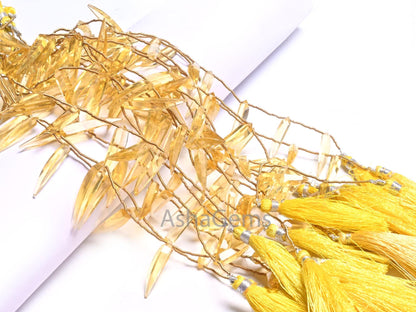 Beautiful Lemon Hydro Fancy dagger Shape faceted Beads, AAA Yellow Lemon Hydro Quartz lady Finger Shape Side Drill  Beads Jewelry Craft SALE (AG 18641)