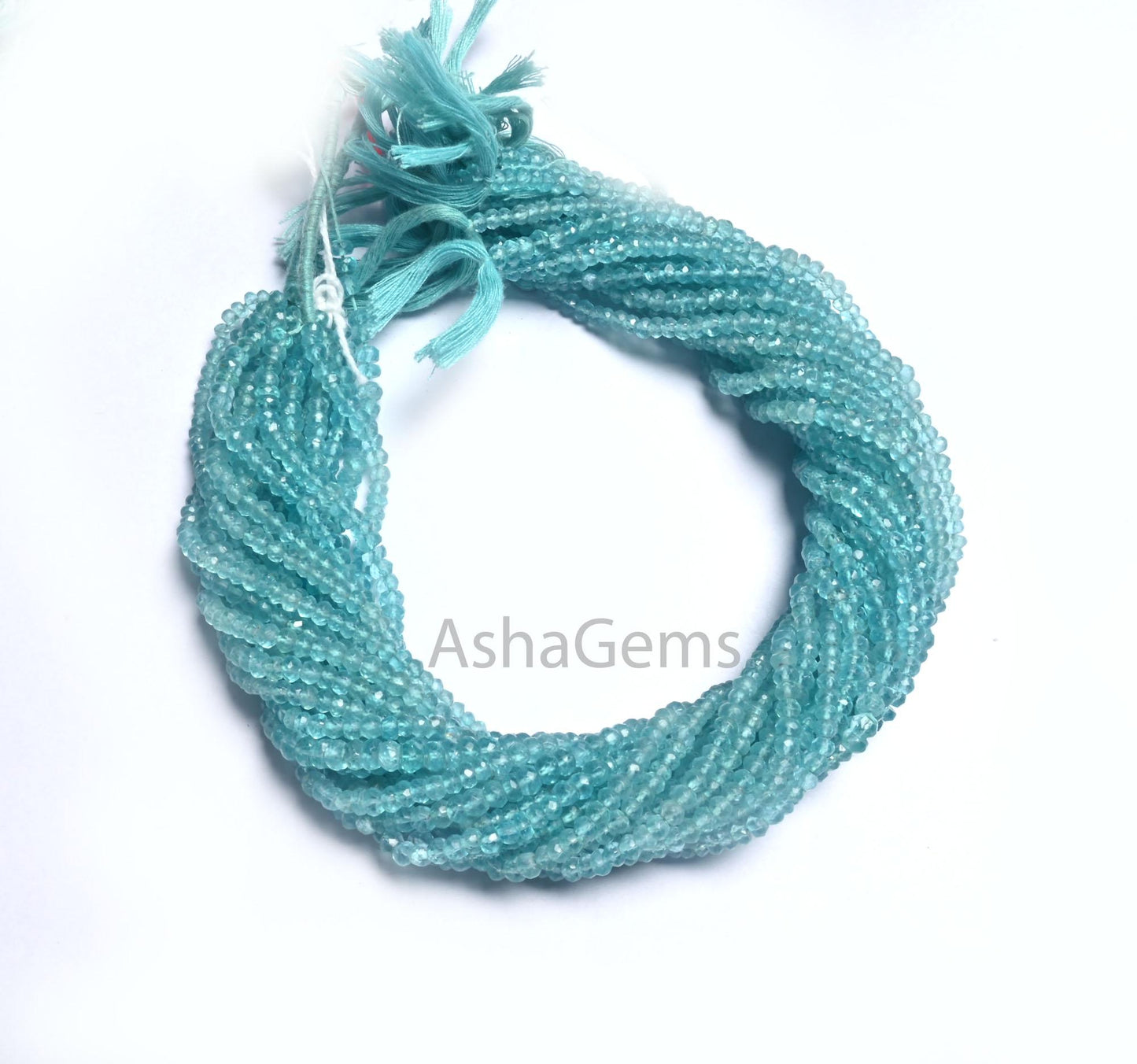 Beautiful Sky Blue Apatite Micro Cut Gemstone Beads, AAA Natural Apatite Faceted Rondelle Shape Apatite Beads Necklace Jewelry Making Crafts