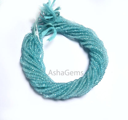 Beautiful Sky Blue Apatite Micro Cut Gemstone Beads, AAA Natural Apatite Faceted Rondelle Shape Apatite Beads Necklace Jewelry Making Crafts
