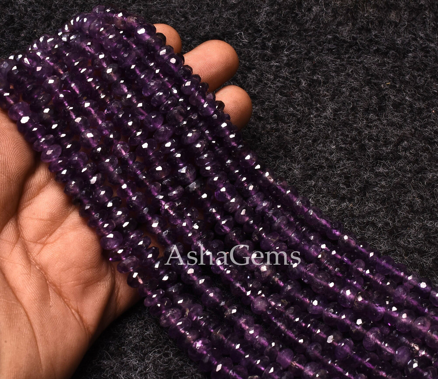 8"Strand Beautiful Natural African Amethyst Silver Coated Faceted Rondelle Gemstone Beads, Fine Quality,Purple Amethyst,Jewelry Making Craft