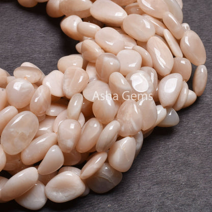 Beautiful Peach Moonstone smooth Nugget Gemstone Beads,13"Strand Pink Moonstone Plain Handmade Straight Drill Tumble Bead Jewelry Craft SALE (AG 22243)