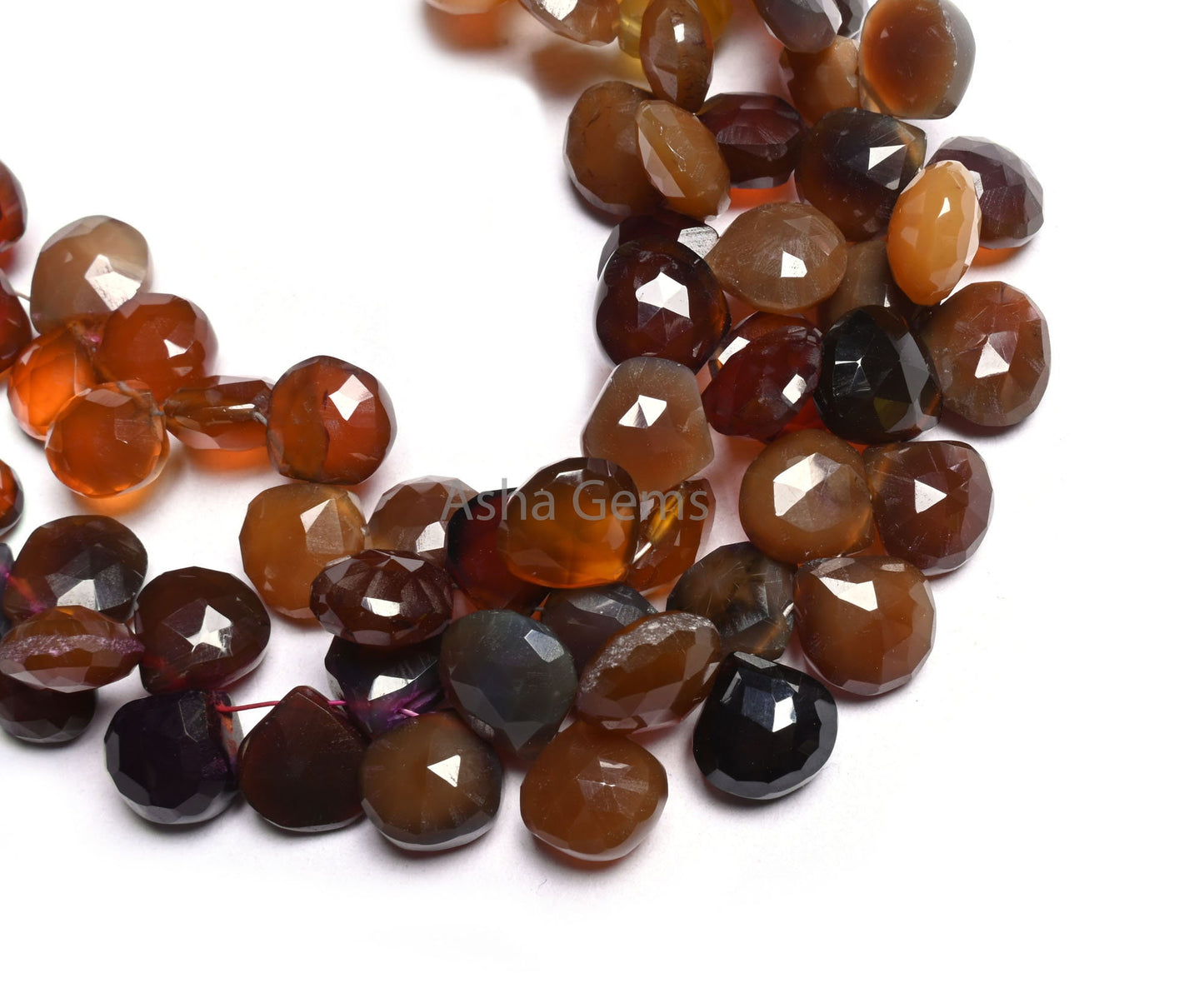 Fine Quality Shaded Dusky Brown Chalcedony Faceted Heart Shape Beada,7.5" Chalcedony Heart Briolette Gemstone Bead Jewelry Making Craft SALE