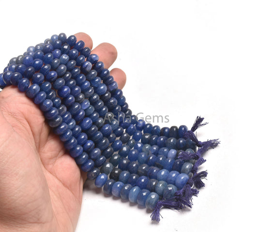 Fine Blue Tanzanite Smooth Gemstone Loose Beads, Tanzanite Plain Handmade Rondelle Shape Beads TZ, Tanzanite Beads For Jewelry Making Craft
