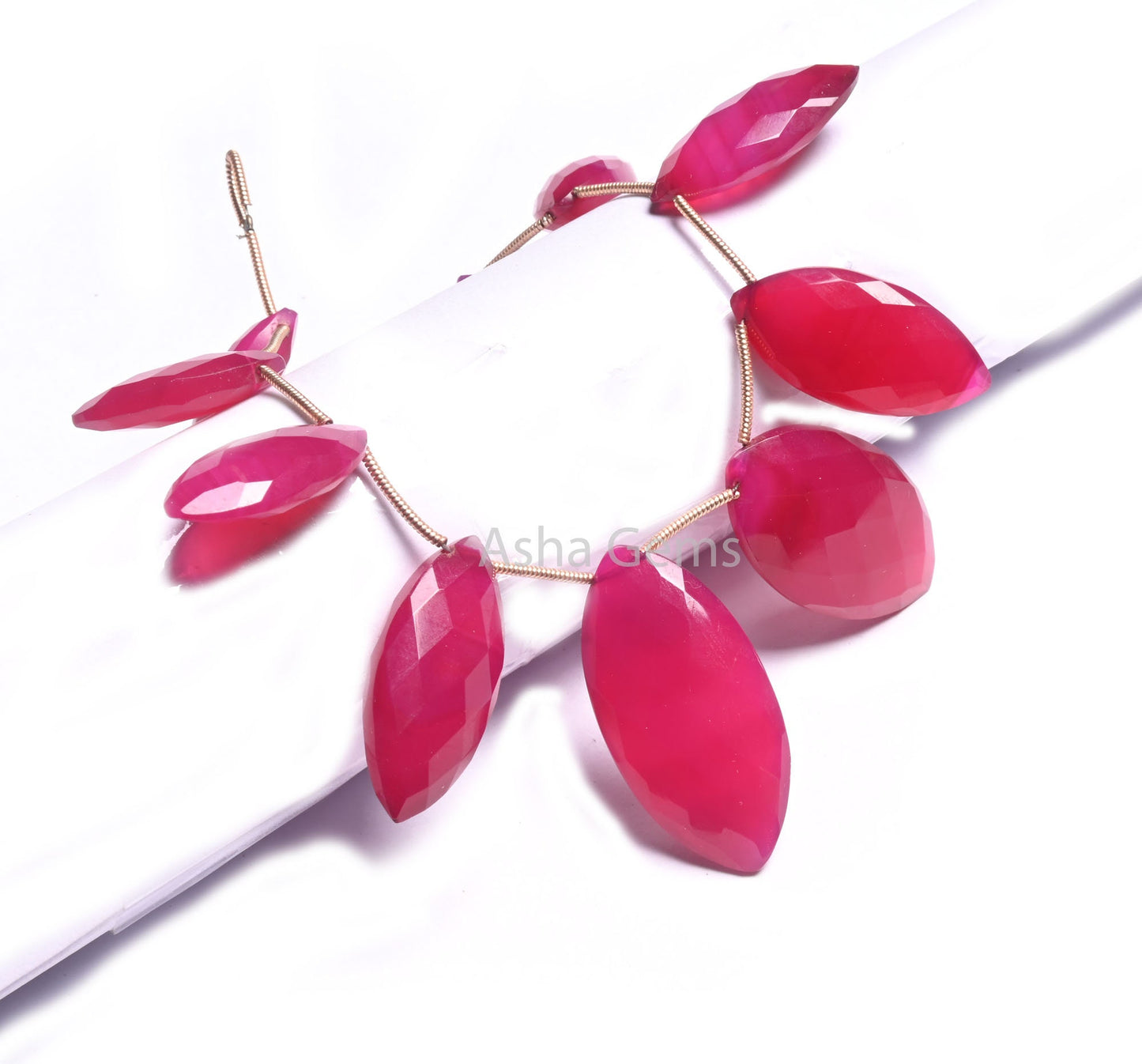 AAA Quality Hot Pink Chalcedony Marquise Shape Faceted Gemstone Beads, Pink Chalcedony Marquise Briolette Side Drill Bead Jewelry Craft SALE