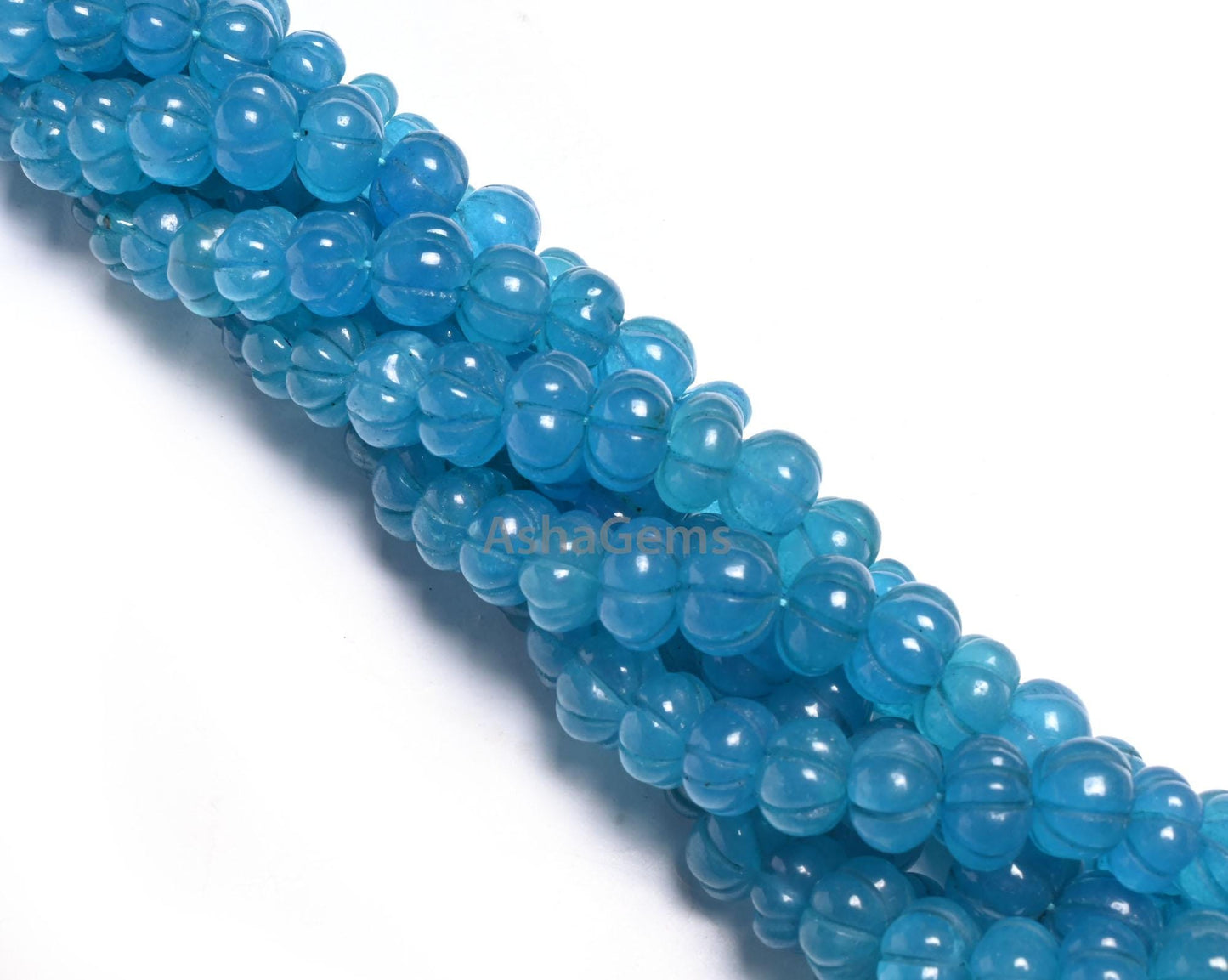 Beautiful Blue Quartz Carving Watermelon Beads, Blue Sapphire color Quartz Carved Pumpkin Bead Handmade Carve Rondelle Gemstone Bead Jewelry