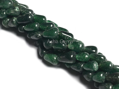 13" Strand Green Mica Margaj Smooth Drop Shape Straight Drill Beads, Natural Mica Plain Handmade Teardrop Gemstone Beads Jewelry Craft SALE