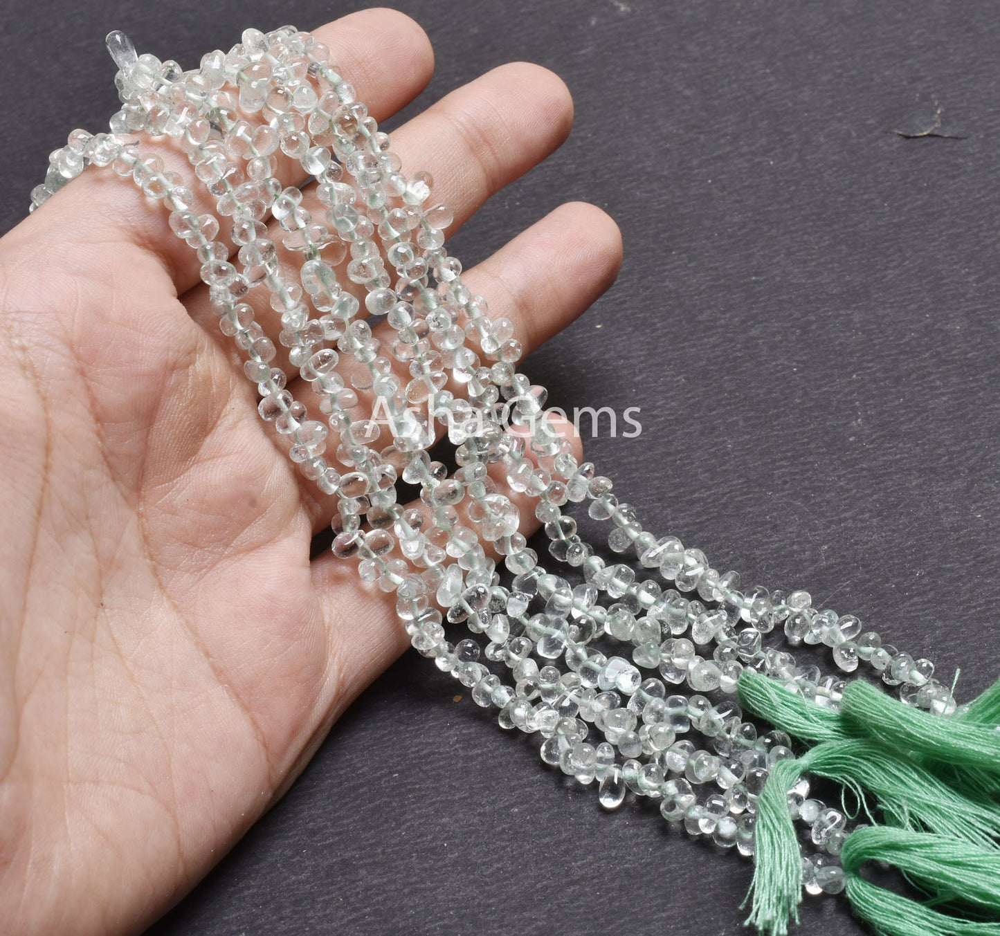 Fine Green Amethyst Smooth Drops Shape Beads,13" Natural Green Amethyst Tiny Teardrop Beads Briolette Amethyst Side Drill Drop Handmade SALE