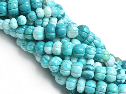 AAA Pine Green Opal Carving watermelon Beads,16"Strand Shaded Green Blue Opal carved Pumpkin Gemstone Handmade Beads Opal Carve Bead Jewelry