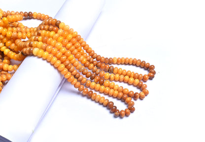 AAA Quality Shaded Yellow Opal Smooth Rondelle Gemstone Beads, Beautiful Mustard Yellow Opal Plain Handmade Gemstone Opal Bead Jewelry Craft