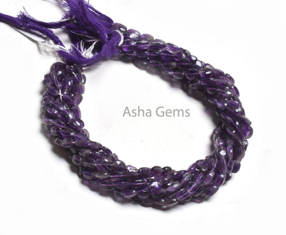Natural Purple Amethyst faceted Indian Hand Cut Oval Shape Beads,12.5" Strand Amethyst Oval Shape Briolette Gemstone Bead Jewelry Craft SALE