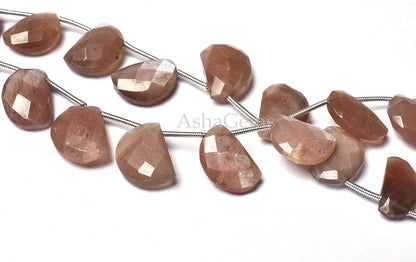 Amazing Chocolate Moonstone Beads,fancy D Shape Beads,Moonstone Faceted Beads,6.5" Strand Shaded Brown Moonstone Faceted Checker Cut Beads