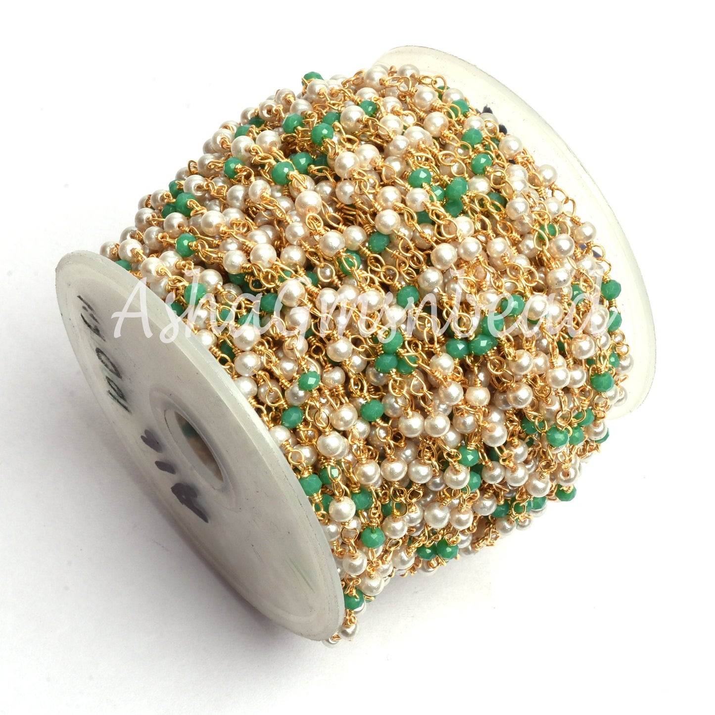 1,3,10,50 Feet Chain Beautiful Multi Color Rosary Chain Pearl Emerald Hydro Faceted Rondelle Beads Chain Gold Plated Wire Wrap Chain Jewelry