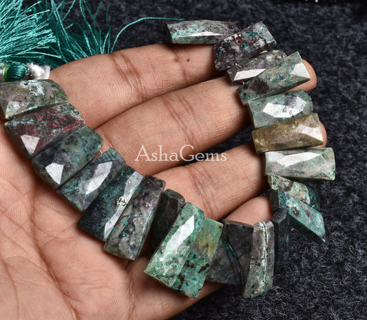 Beautiful Azurite Malachite Fancy Shape Beads,8'' Strand Green Malachite Faceted Beads,Natural Malachite Briolette,Jewelry Making Beads Sale