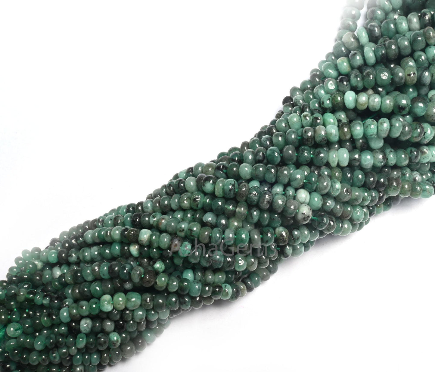 Natural Emerald Smooth Rondelle Gemstone Beads, 9/18" Fine Shaded Green Emerald Plain Handmade  Emerald Beads Necklace making Jewelry Crafts (AG 12333)