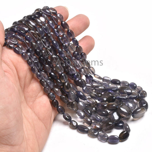 Beautiful Natural Iolite Smooth Oval Handmade Beads,16" Fine Blue Iolite Plain Oval Straight Drill Gemstone Beads, Iolite Beads Jewelry SALE