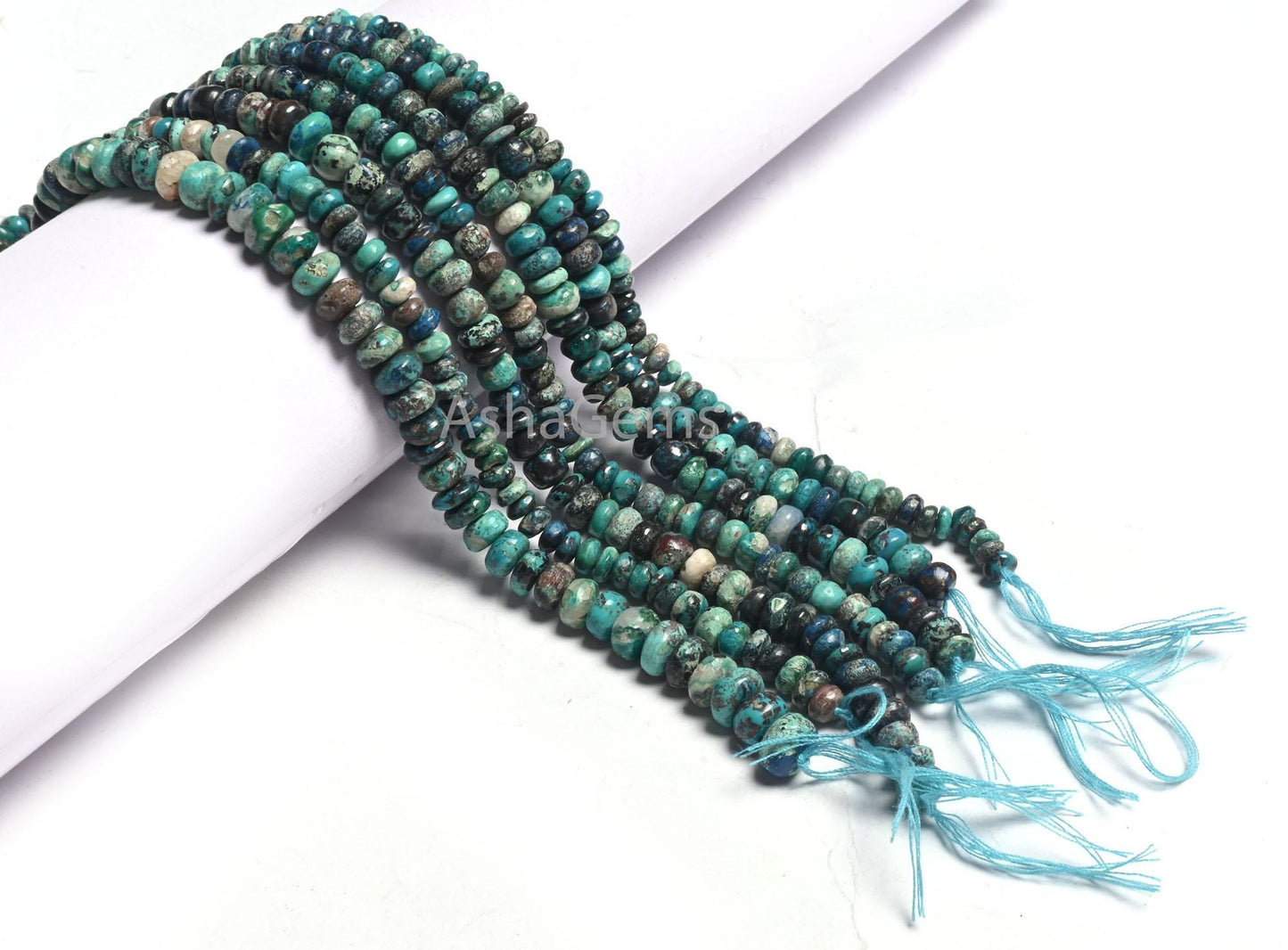 Natural Chrysocolla Smooth Rondelle Shape Gemstone Loose Beads,9" Blue chrysocolla Plain Handmade beads, Chrysocolla Bead Jewelry Craft SALE