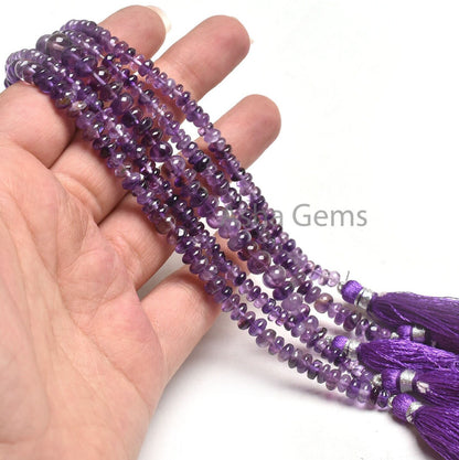 Fine Quality Shaded Purple Amethyst Smooth Rondelle Beads, Natural Amethyst Plain Handmade Gemstone Loose Bead Amethyst Jewelry Making Craft