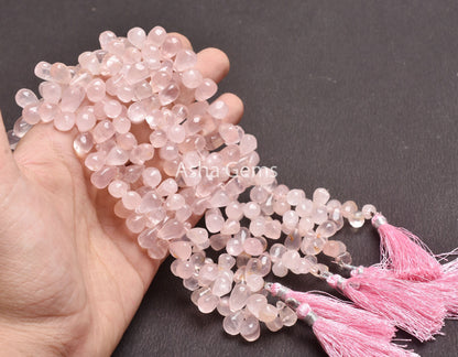 Beautiful Rose Quartz Smooth Drops Shape Beads Natural Pink Quartz Plain Teardrop Bead Handmade Gemstone Rose Quartz Bead Jewelry Craft SALE