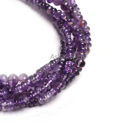 Fine Quality Shaded Purple Amethyst Smooth Rondelle Beads, Natural Amethyst Plain Handmade Gemstone Loose Bead Amethyst Jewelry Making Craft