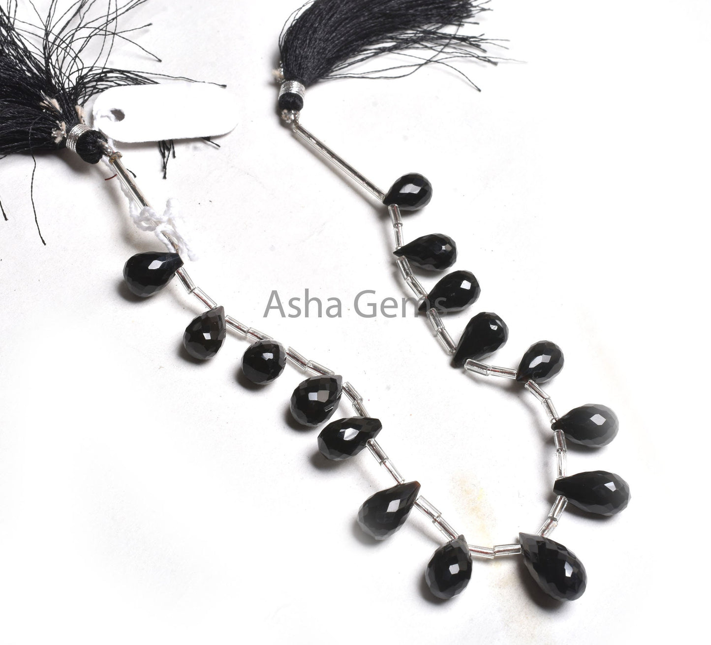 AAA Quality Black Spinal Faceted Drop Shape Beads,7x12-8x17 mm Onyx Teradrop Briolette side Drill Gemstone Beads, Black Onyx Beads Jewelry