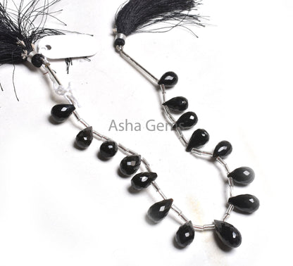 AAA Quality Black Spinal Faceted Drop Shape Beads,7x12-8x17 mm Onyx Teradrop Briolette side Drill Gemstone Beads, Black Onyx Beads Jewelry