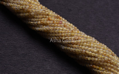 AAA Quality Golden Rutile Micro Cut Gemstone beads 2 mm Natural Rutile Machine cut Faceted rondelle beads, Golden Yellow Rutile Bead Jewelry