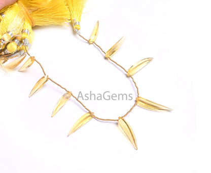 Beautiful Lemon Hydro Fancy dagger Shape faceted Beads, AAA Yellow Lemon Hydro Quartz lady Finger Shape Side Drill  Beads Jewelry Craft SALE (AG 18641)