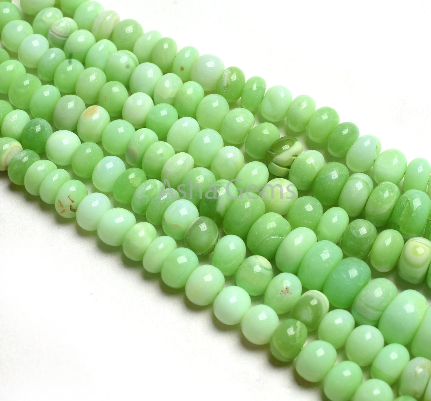 6.5-11 mm Green Opal Smooth Rondelle Beads, Mint Green Opal Plain Handmade Loose Gemstone Beads, Green Opal Beads Jewelry Making Craft SALE