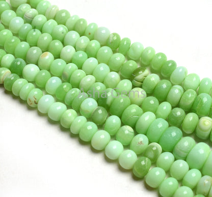 6.5-11 mm Green Opal Smooth Rondelle Beads, Mint Green Opal Plain Handmade Loose Gemstone Beads, Green Opal Beads Jewelry Making Craft SALE