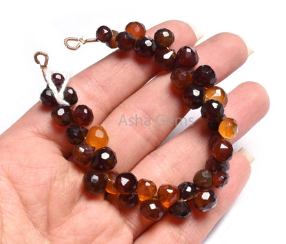 Shaded Brown Chalcedony Faceted Onion Shape Gemstone Beads,6-8 mm Fine Chalcedony Fancy Onion Briolette Side Drill Bead Jewelry Making Craft