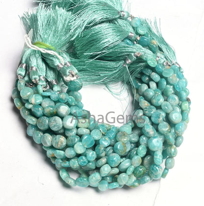Beautiful Blue Amazonite Smooth Coin Gemstone Loose Beads, natural Blue Amazonite Coin Plain Handmade Straight Drill Bead Jewelry Craft SALE