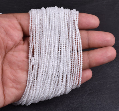Beautiful White Natural Crystal Quartz Micro Cut Beads 2.2 mm AAA Quality Clear Crystal Faceted Rondelle Machine Cut Gemstone Bead Jewelry