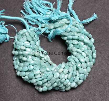 Natural Blue Amazonite Smooth Oval Nugget Shape Gemstone Loose Beads,13"Fine Amazonite Handmade Uneven Oval Straight Drill Bead Jewelry SALE